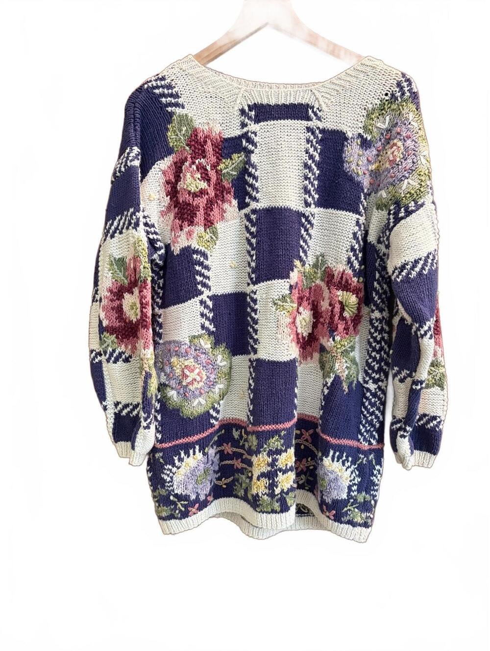 90’s cottagecore grandma hand knit sweater Jennifer Reed - Large